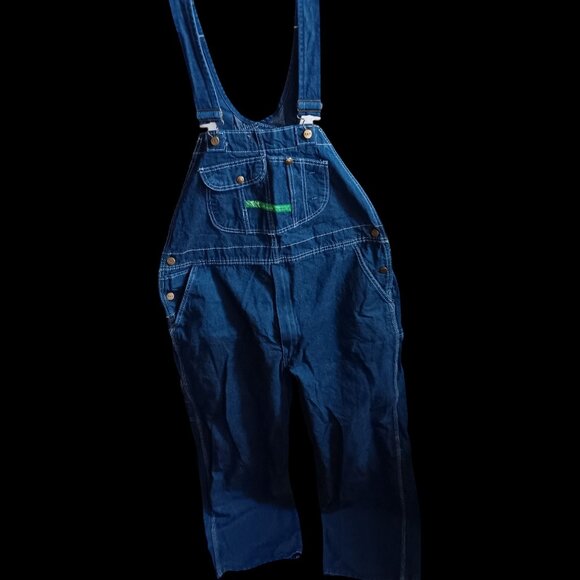 Men's 42x29 Overalls Vintage Key Denim Made Mexico 1990's Workwear Dark Wash - Picture 2 of 5